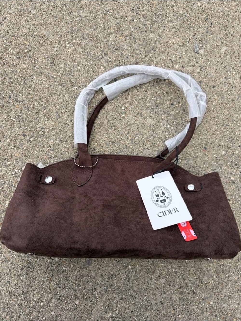 Cider Brown Suede-Look Shoulder Bag